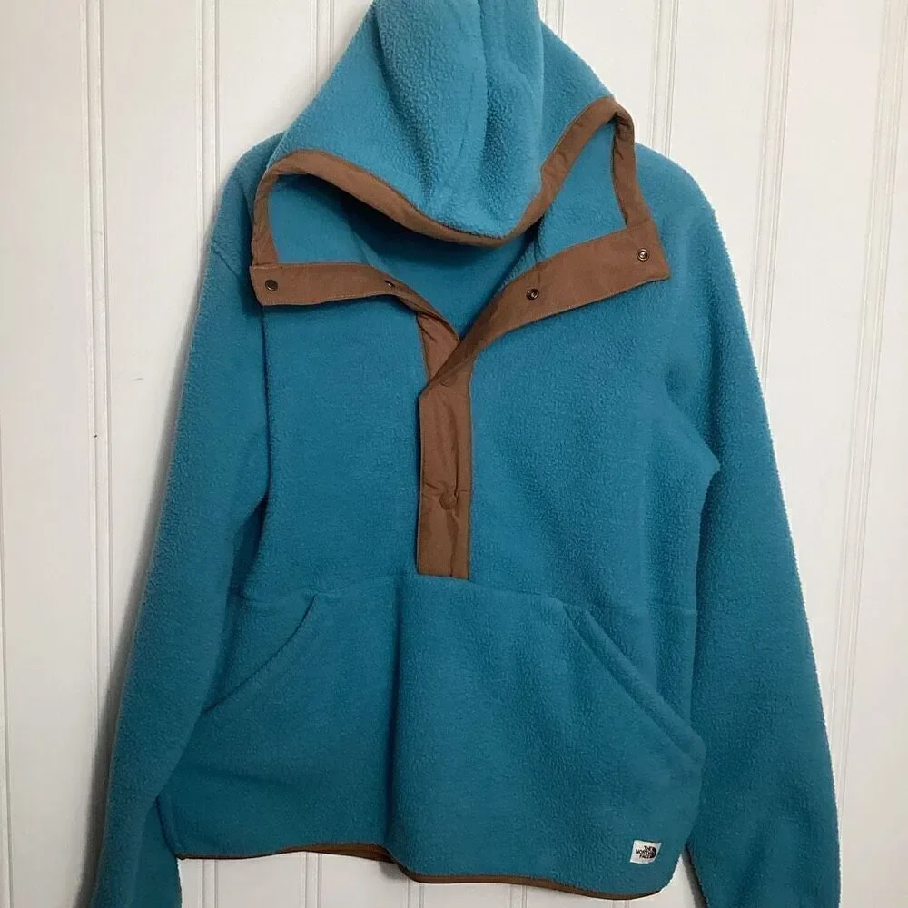 The North Face Carbondale Fleece 1/4 Snap Sz M Hoodie Blue